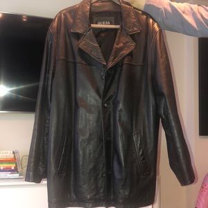 GUESS Genuine leather blazer coat
